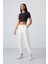 Ekru Cepli Yüksek Bel Rahat Form Lastik Paça Kadın Eşofman Alt - 94583 1