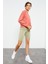Tommy Life Pudra Kadın Basic Rahat Form O Yaka Kadın Sweatshirt-97114 5