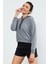 Gri Melanj Uzun Kol Rahat Form Kapüşonlu Kadın Sweatshirt - 97115 5