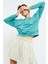 Mint Yeşili Basic Rahat Form O Yaka Kadın Sweatshirt - 97114 1