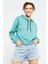Mint Yeşili Uzun Kol Rahat Form Kapüşonlu Kadın Sweatshirt - 97115 1