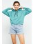 Mint Yeşili Uzun Kol Rahat Form Kapüşonlu Kadın Sweatshirt - 97115 3