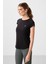 Siyah Sırt Pencereli Kısa Kol Standart Kalıp O Yaka Kadın T-Shirt - 97101 4