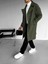 Oversize Rahat Kesim Uzun Erkek Kaşe Kaban Palto Haki 3
