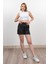 Beli Lastikli Çizgili Kısa Cepli Şort 30282 3