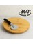 Store Bambu Döner Sunum Tahtası 30 cm - 360° Dönebilir Ahşap Servis Tabağı - Pizza, Peynir, Pasta, Kek ve Tatlı Sunumları Için - Paslanmaz Çelik Pizza Kesici Dahil 2
