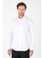 Beyaz Uzun Kol Sert Yaka Cepsiz Slim Fit %100 Pamuk Gömlek 1004250266 1