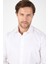 Beyaz Uzun Kol Sert Yaka Cepsiz Slim Fit %100 Pamuk Gömlek 1004250266 3
