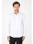 Beyaz Uzun Kol Sert Yaka Cepsiz Slim Fit %100 Pamuk Gömlek 1004250266 4