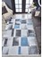 Okara Mavi Modern Etnik Desenli Makinada Yıkanabilir Hav Toz Vermez Leke Tutmayan Kaymaz Taban Dijital Makine Baskı Salon Yolluk Mutfak Halı 3