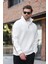 Ekru Fermuarlı Yarım Balıkçı Yaka Erkek Sweatshirt E7164 1