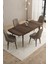Mazaka Barok Desen 80X132 Açılabilir Mdf Masa Yemek Odası Takımı, Mutfak Takımı 4 adet Sandalye 2