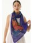 Faylinn Sarmaşık Desen Saks Mavi-Tarçın Pamuklu Şal 6
