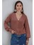 Kadın Balon Kol Örgü Desenli Crop Triko Hırka 2