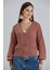 Kadın Balon Kol Örgü Desenli Crop Triko Hırka 5