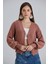 Kadın Balon Kol Örgü Desenli Crop Triko Hırka 7