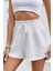 Kadın Cotton Müslin Tatil Ev Içi/dışı Kullanım Cepsiz Beli Bağcıklı Şort 4