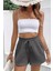 Kadın Cotton Müslin Tatil Ev Içi/dışı Kullanım Cepsiz Beli Bağcıklı Şort 1