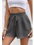 Kadın Cotton Müslin Tatil Ev Içi/dışı Kullanım Cepsiz Beli Bağcıklı Şort 4