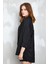 Siyah Modal Kumaş Oversize Gömlek/şort Alt-Üst Takım 27376 5