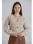 Kadın Balon Kol Örgü Desenli Crop Triko Hırka 1
