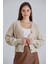 Kadın Balon Kol Örgü Desenli Crop Triko Hırka 5