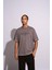 Erkek Oversize T-Shirt L'art Gri 4