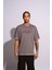 Erkek Oversize T-Shirt L'art Gri 5