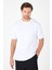 Beyaz Bisiklet Yaka Kısa Kol Slim Fit Pamuklu Tişört 1011250191 1