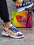Unisex Bantlı Faylon Taban Çocuk Spor Ayakkabı-Beyaz-Sax 1