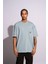 Erkek Oversize T-Shirt Mantar Mavi 2