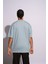 Erkek Oversize T-Shirt Mantar Mavi 4