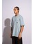 Erkek Oversize T-Shirt Mantar Mavi 5
