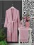 4 Parça Aile Bornoz Seti Kadın Erkek Havlulu Bornoz Takımı 100 Pembe Gri - L-Xl - Renkli 1
