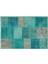 Yeşil Patchwork Etnik Modern Desenli Yün Hav Toz Vermez Leke Tutmayan Salon Yolluk Mutfak El Dokuma Halı 2