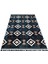 Prashanth Lacivert Geometrik Etnik Modern Desenli Kadife Makinada Yıkanabilir Hav Toz Vermez Leke Tutmayan Kaymaz Taban Dijital Makine Baskı Salon Yolluk Mutfak Halı 2
