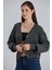 Kadın Balon Kol Örgü Desenli Crop Triko Hırka 2