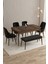 Mazaka Barok Desen 80X132 Açılabilir Mdf Masa Yemek Odası Takımı, Mutfak Takımı 4 Sandalye 1 Bench 1
