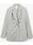 Slim Fit Düğmeli Cepli Uzun Kollu Kruvaze Blazer Ceket 1