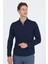 Koyu Lacivert Uzun Kol Düz Örme Polo Yaka Cepsiz Esnek Classic Slim Fit Gömlek 1004250153_200 3