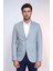 Açık Mavi Balıksırtı Desenli Gold Renk Metal Düğmeli Slim Fit Erkek Blazer Ceket - Wessi 3