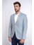 Açık Mavi Balıksırtı Desenli Gold Renk Metal Düğmeli Slim Fit Erkek Blazer Ceket - Wessi 4