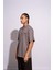 Erkek Oversize T-Shirt Life Fast Gri 3