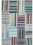 Teselya Mavi Patchwork Yün Modern Desenli Yün Hav Toz Vermez Leke Tutmayan Salon Yolluk Mutfak El Dokuma Halı 1