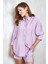 Lila Modal Kumaş Oversize Gömlek/şort Alt-Üst Takım 27376 2