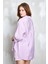 Lila Modal Kumaş Oversize Gömlek/şort Alt-Üst Takım 27376 5