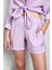 Lila Modal Kumaş Oversize Gömlek/şort Alt-Üst Takım 27376 6