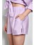 Lila Modal Kumaş Oversize Gömlek/şort Alt-Üst Takım 27376 7