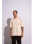 Erkek Oversize T-Shirt Mantar Bej 5