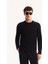 Erkek Siyah Bisiklet Yaka Rayon Karışımlı Tüylenmeyen Triko Regular Fit Kazak A52Y5001 1